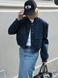 Color 2025 Spring And Autumn New Stand-Up Big Pocket Women's Jacket Women's