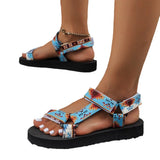 New Fashion Flat Beach Sandals Women's Thick-Soled Magic Stick National Wind Toe Women's