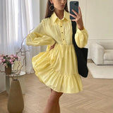 Hot Spring New Shirt Dress White Dress Women's OL Simple Cotton