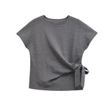 2025 New Women's Fashion Casual Round Bow Tie Dress Soft Top