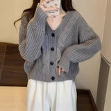 Autumn New Xiaoxiangfeng Solid Color Age-Reducing Casual Sweater Twist Loose V-Necked