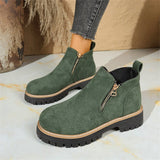 Round Head Side Zipper Martin Boots Short Boots Coarse And New Autumn And Winter Large-Size Women's Short