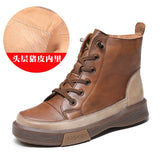 Martin Boots Women Retro Water Wash Skin With Beef Rib Bottom Boots Flat Base Soft Bottom Boots Plus
