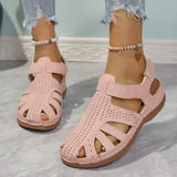 Slippers Women 2025 New Comfortable Romanesque Slope And Solid Color Large-Size Round-Head Hole Sandals
