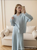 Loose Knitting Suit Women 2025 Autumn And Winter New Round-Neck Sweater + Fishtail Skirt Real