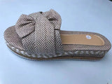 Thick-Bottomed Bow Slippers Women's One-Character Slope And Loose Cake Large Thick-Bottomed Cool Slippers Women's