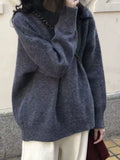 solid color oversize sweater with crew