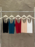 Xixi 2025 Spring And Summer New Simple Temperament Pure Knitted Bottom Sling Vest Women