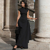 Autumn And Winter Women's New Fashion Temperament Dress Bodyless Sleeveless A Word Long