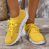 Casual Sports Single Shoe Lace Mesh Breathable Sports Single Shoes Women's Shoes Light Flat Bottom