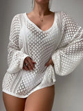 New Beach Hooded Knitted Loose Long-Sleeved Swimsuit