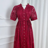 High-End Temperament Dress 2025 Summer Fashion Strap To Waist Single Buckle Embroidery Mesh Long Dress