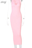 Ribbed Knitted V Neck Black Long Dress Women Sleeveless Slim Party Club Elegant Female Bodycon Midi Dress Streetwear