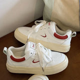 Design Sense Retro Red Shoes Women 2025 Thick-Bottom Bread Shoes In The Trend Of Small White