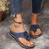 Code 2025 Summer Flip-Flop Flower Loose Bottom Slippers Large-Size Casual Women Rubber Sandals