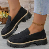 New Spring And Autumn Lefu Shoes Large-Size Leisure Grinding Sand Yingfeng Women's Shoes Thick Heel Thick Back