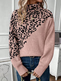 And Winter New Jacket Sweater High-Necked Leopard Long-Sleeved Loose Fashion Casual