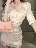 2025 New Small Gentle Spring Temperament Sexy Lace Shirt Skirt Dress Dress