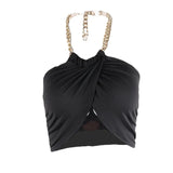 Zingj New Hot Style Sexy Metal Chain Decoration Hanging Neck Bottom Bottom Wrapped Chest Vest