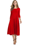 Women's Clothing 2025 Spring New Dress Fashion Casual Fold Seven-Sleeve Solid