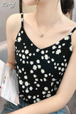 Women Tops Chiffon Blouses Woman Sleeveless Blouse Shirts Women V Neck Floral Top Plus Size Woman Printing Blouses