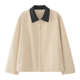 Women's Clothing 2025 Autumn Collar Long Sleeve Retro-Column Jacket Baseball Uniform Coat Women