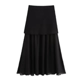 Women's 2025 Summer New V-Neck Gold Button Knitted Vest + Folding Skirt