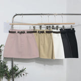 Shooting Kin Color High-Rise Thin Bag Hip Skirt 2025 New Hundred With Belt A Short Skirt