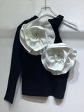 Babes In Autumn 2025 New Fashion High-End Design Sense Splicing Flowers To Repair Knitted Tops For