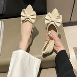 Mouth Single Shoes Women 2025 Spring And Summer New Sharp Head Flat Evening Wind Bows Lazy One Foot Pedal Bean