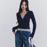 Fake Two Piece Halter Long Sleeve TeeOutfit