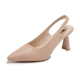 Back Empty Single Shoes Women 2025 Summer New French Pointed One-Word Buckle With Sandals Women Fashion High