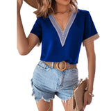 Casual Loose Blouse Women V-Neck Streetwear Shirt 2023Summer Fashion Basic Top Women Party Clothing Shirt