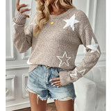New Sweater Female Five-Pointed Star Chart Collar Long Sleeves On The