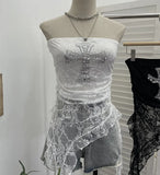 Hottie Street Sexy Lace Tset Bra Crucifix Nails Irregular Y2k Wear