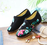 Zingj Glory Morning Glory Embroidery Flowers Round Head Spring Autumn Women's Shoes Single Shoes Canvas Embroidered Cloth