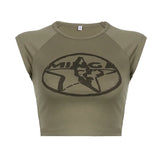Vintage Star Logo Printed Crop Top-Outfit