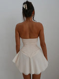 Elegant Strapless Lace Up Corset Mini Dress Party Club Outfits for Women Sexy Backless Corset Dresses Summer
