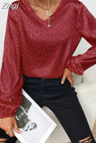 Lady Leopard Printing Chiffon Shirt Spring Autumn 2023 V-Neck Long Lantern Sleeve Loose Blouse Women's Clothing