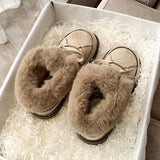 Northeast Warm Lace Low-Top Cotton Shoes Women Winter Plus Velvet Thick Circle With Snow Thick Bottom Short