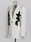 Personality Suit 2025 Autumn New Fashion Niche Splicing Bow Blazer
