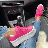 Single Shoe Thick Soles With Small White Shoes Women's Loose Cream Soles Sports Style Pure Color Board Shoes