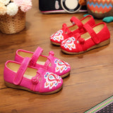 Zingj Shoe Box Girls Embroidered Cloth Shoes, Flat Single Shoes, Children's