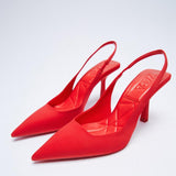 2025 New Pointed Thin Heel Single Shoes Behind The Empty Sandals High Heel Shoes Green Women's
