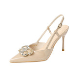 2025 New Temperament Sharp French Back Air Fine Heel Buckle High Heel Sandals Women's