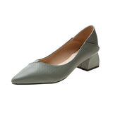 Korean Version Of Thick Heel High-Heeled Single-Shoe Women's Pointed Professional Shoes Black Heel Shoes To Work