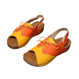 Asia's New Large-Size Sandals Women's Thick Bottom Slope And Lace With Magic Sticky Beach Cold
