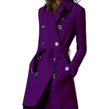 Autumn And Winter New Explosion Long Hair The Female Coat To Collect The Belt With Double Buckle