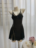 Girl Sweetheart Slip Big V-Shaped Short Skirt Summer Thin Back Slings Aja Skirt Pure Lusty