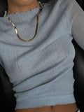 High Neck Semi Sheer Knit Top- Outfit